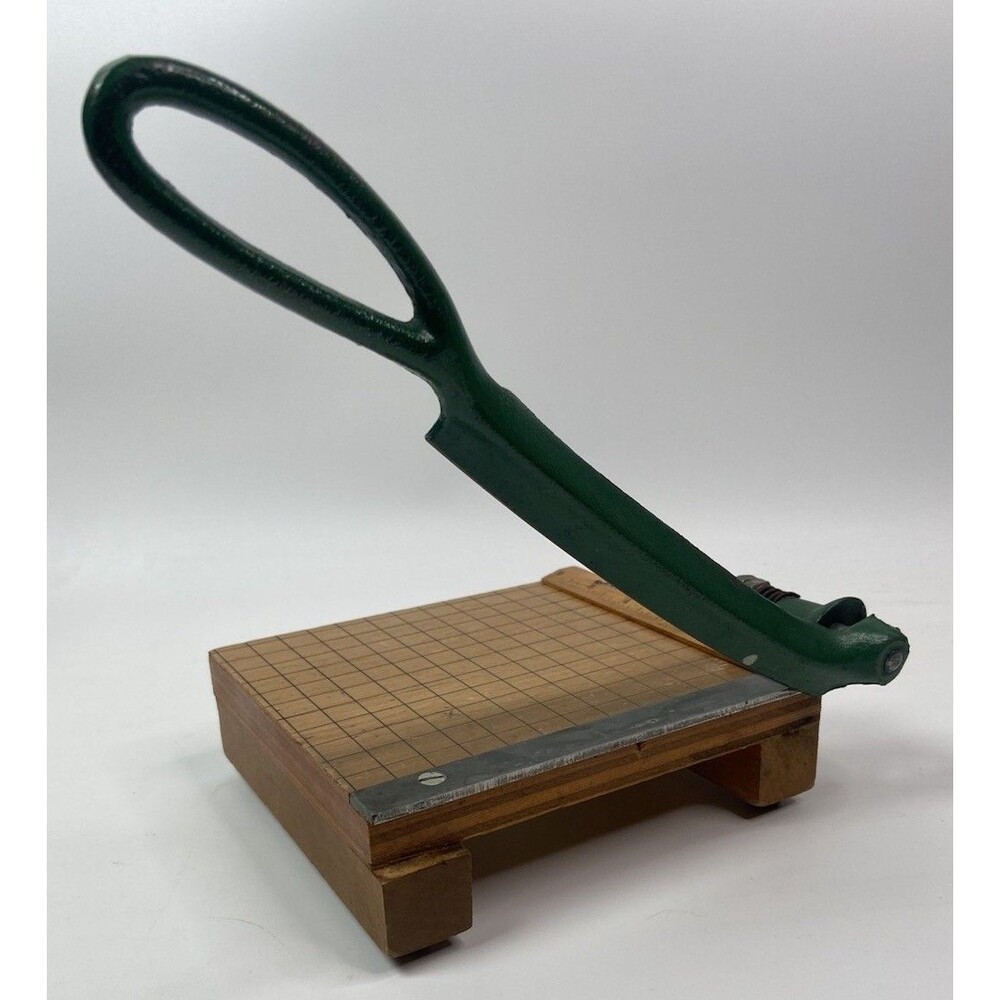 Vintage Raygram Trimmer No. 6 Paper Cutter Wood Base Heavy Duty 6"X6"X6" Origami